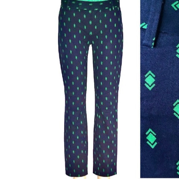 Like New Gap Slim Fit cropped flat front graphic blue green pants size 00 - Picture 1 of 9